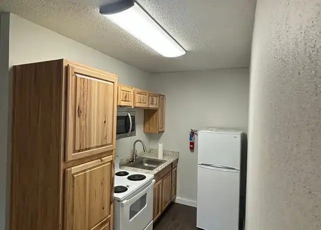 Kitchen with hickory cabinets at 1002 Cushman